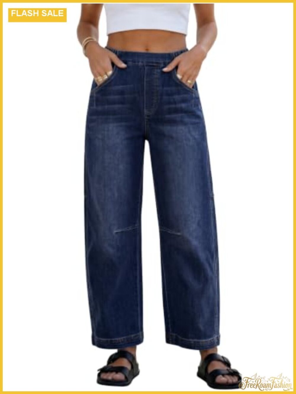 Women Barrel Jeans High Waist Wide Leg Baggy Denim Pants